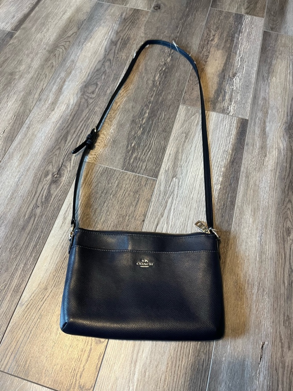 Coach Navy Blue Leather East West Crossbody Bag